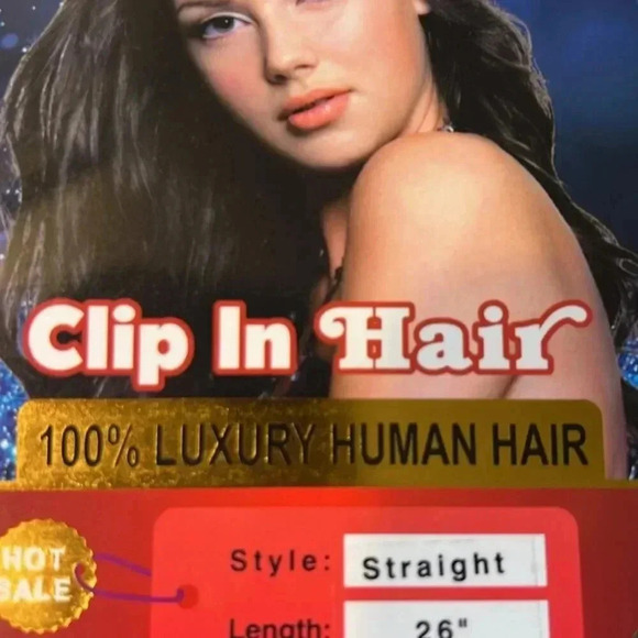 14 Inch Human Hair Clip in  Black & Red Balayage - Picture 5 of 5